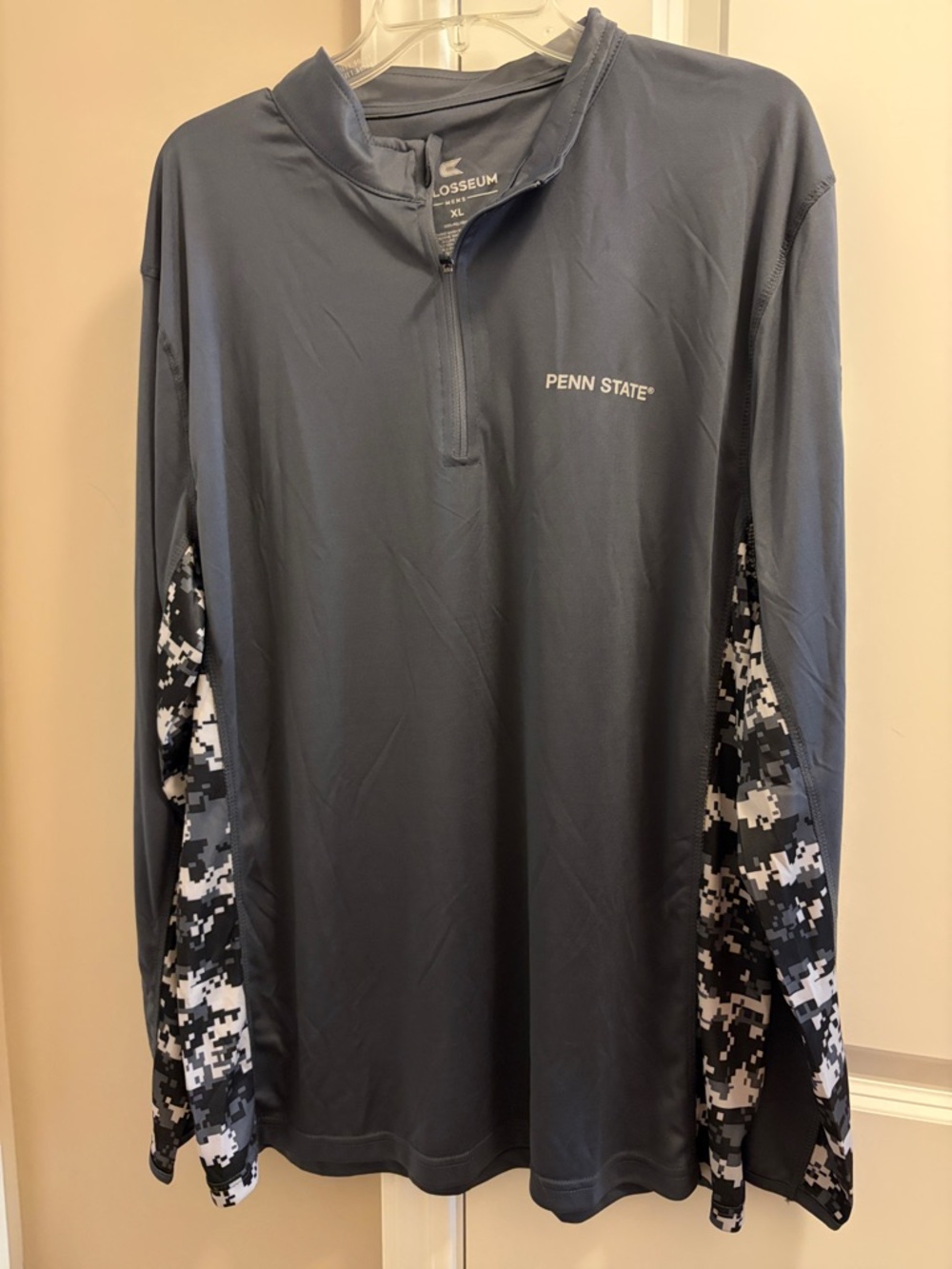 Colosseum Penn State Gray Long Sleeve Pullover with Digital Camo Panels